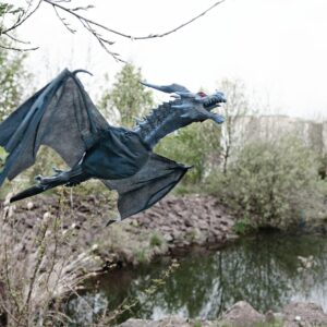 EUROPALMS Halloween Flying Dragon, animiert, blau, 120cm